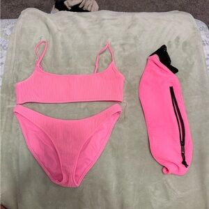 TRIANGL Pink Ribbed Bikini Set